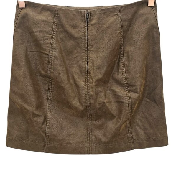 Free People Womens 8 Modern Femme Vegan Faux Leather Mini Skirt Brown‎ Tobacco - Picture 4 of 12